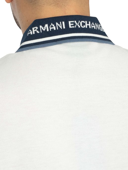 Armani Exchange Polo Ajustado Con Cuello En Contraste, Blanco - Image 5