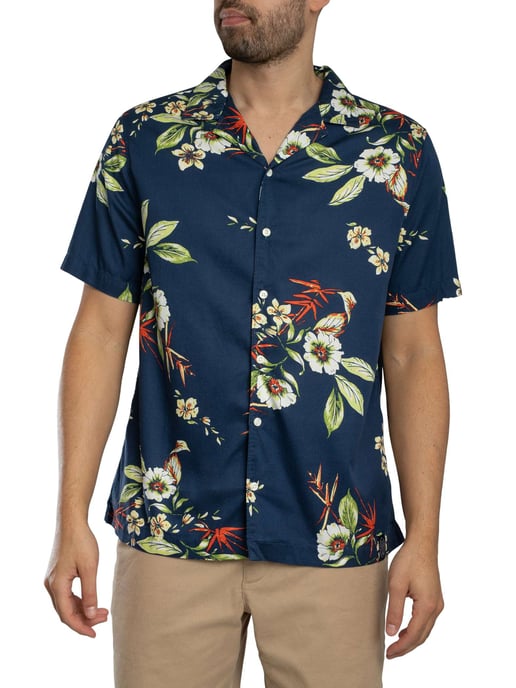 Superdry Camisa De Manga Corta Con Estampado Hawaiano, Azul - Image 2
