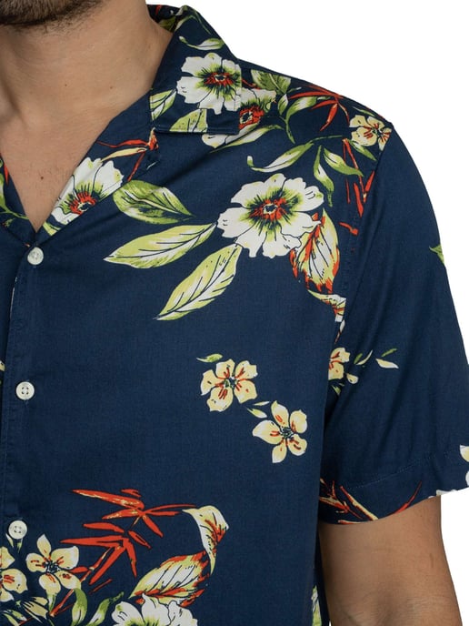 Superdry Camisa De Manga Corta Con Estampado Hawaiano, Azul - Image 4