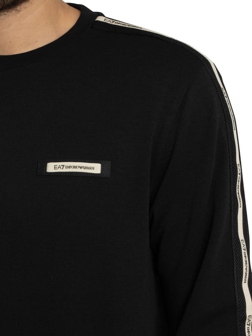 EA7 Sudadera De Canalé De Marca, Negro - Image 4