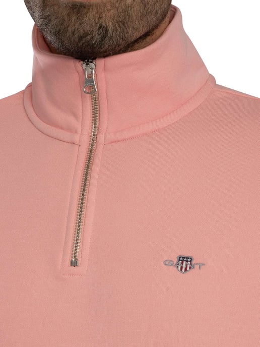 GANT Sudadera Con Cremallera 1/4 Con Escudo Regular, Rosado - Image 4