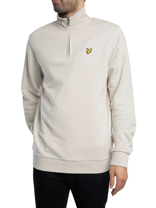 Lyle & Scott Sudadera Con Cremallera De Un Cuarto Y Bucle Trasero, Beige - Image 2