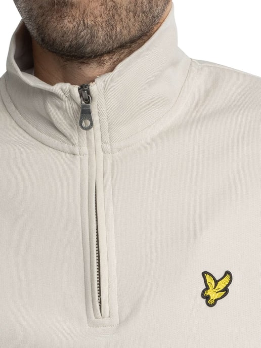 Lyle & Scott Sudadera Con Cremallera De Un Cuarto Y Bucle Trasero, Beige - Image 4