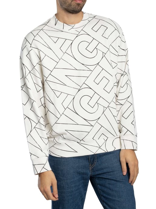 Armani Exchange Sudadera Con Letras Diagonales, Blanco - Image 1