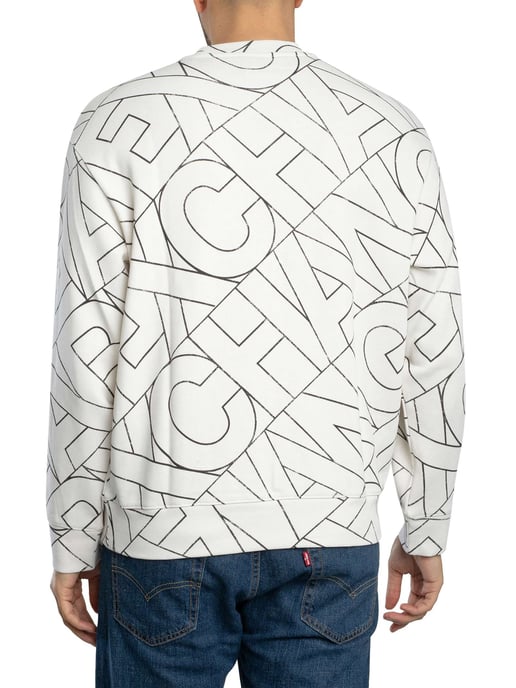 Armani Exchange Sudadera Con Letras Diagonales, Blanco - Image 3