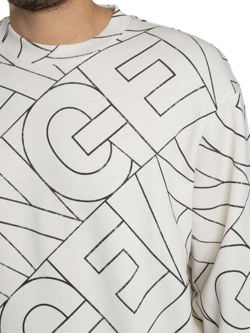 Armani Exchange Sudadera Con Letras Diagonales, Blanco - Image 4
