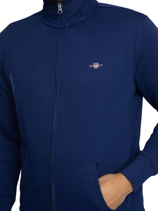 GANT Chaqueta Deportiva Con Cremallera Completa Y Escudo Regular, Azul - Image 4