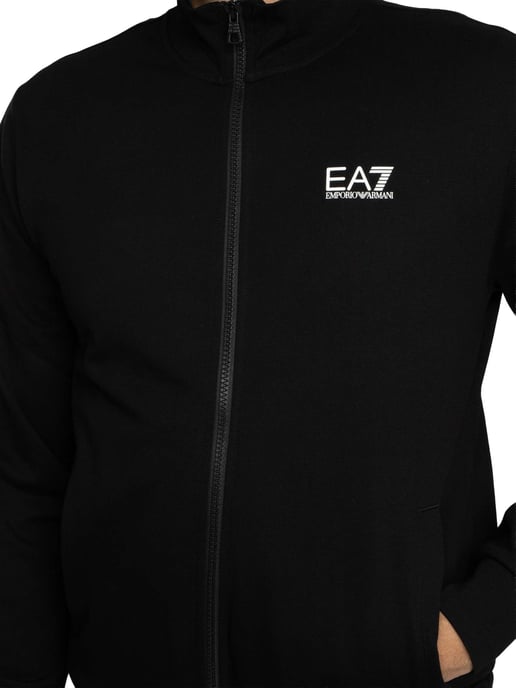 EA7 Chaqueta Deportiva Con Cremallera Aperta, Negro - Image 4