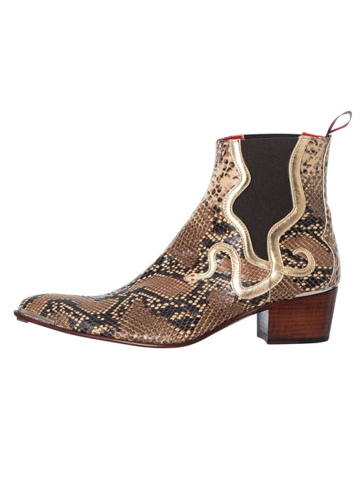 Jeffery West Botas Chelsea Con Estampado De Serpiente, Beige - Image 2