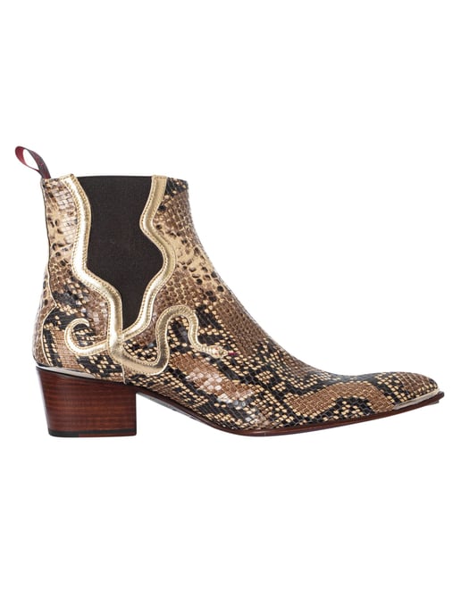 Jeffery West Botas Chelsea Con Estampado De Serpiente, Beige - Image 3