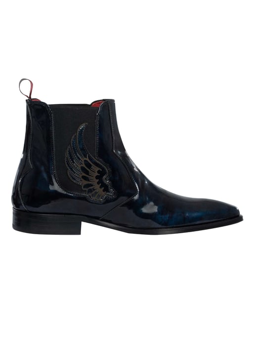 Jeffery West Botas Chelsea De Piel Con Alas, Azul - Image 3
