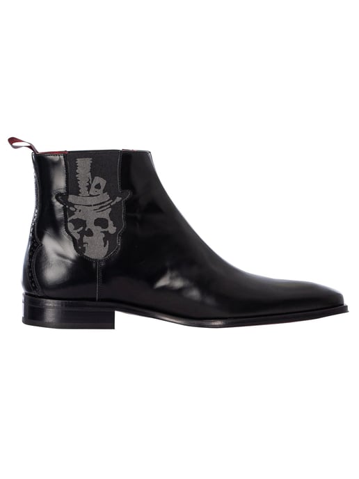 Jeffery West Botines Chelsea De Piel Pulida Con Calavera, Negro - Image 3