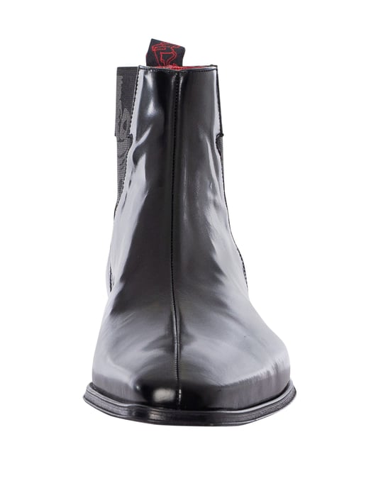Jeffery West Botines Chelsea De Piel Pulida Con Calavera, Negro - Image 4