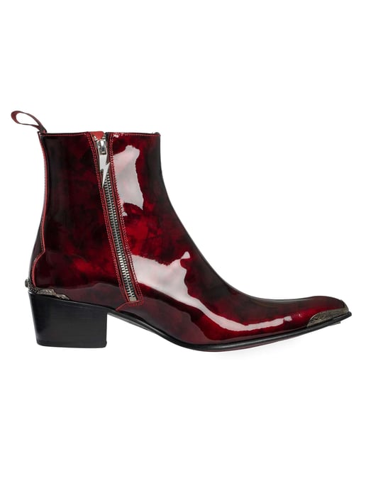 Jeffery West Botas Chelsea De Piel Con Cremallera Lightning, Rojo - Image 3
