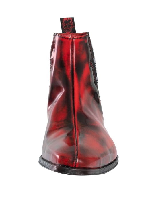 Jeffery West Botines Chelsea De Piel Pulida Con Calavera, Rojo - Image 4