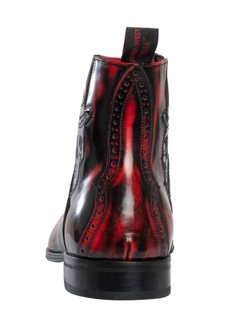 Jeffery West Botines Chelsea De Piel Pulida Con Calavera, Rojo - Image 5