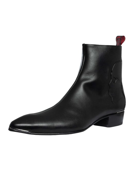 Jeffery West Botas Chelsea De Piel Con Cremallera Y Calavera, Negro - Image 1