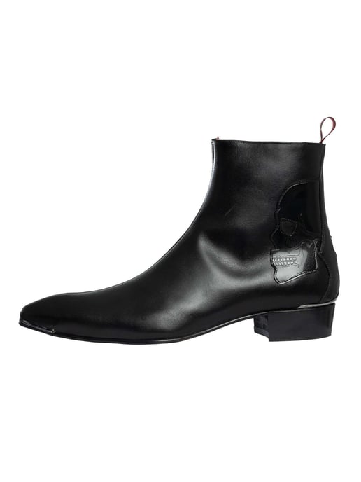 Jeffery West Botas Chelsea De Piel Con Cremallera Y Calavera, Negro - Image 2