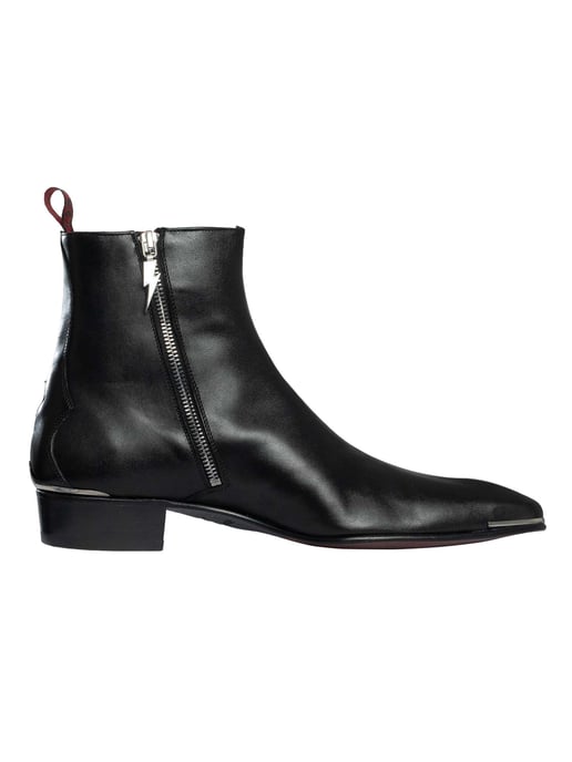 Jeffery West Botas Chelsea De Piel Con Cremallera Y Calavera, Negro - Image 3