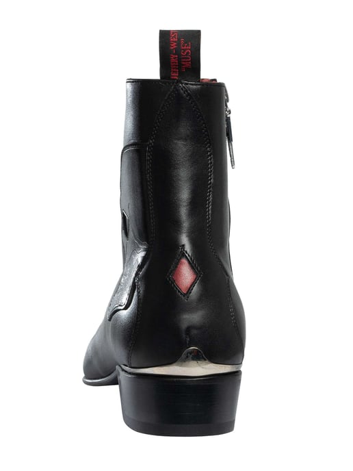 Jeffery West Botas Chelsea De Piel Con Cremallera Y Calavera, Negro - Image 5