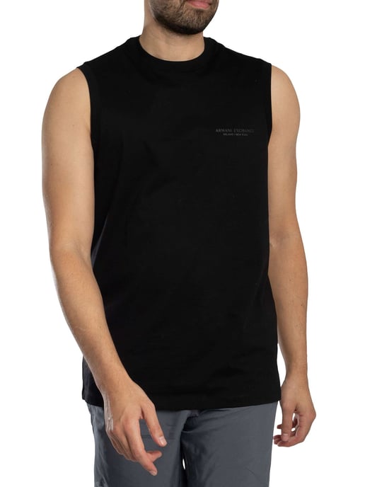 Armani Exchange Camiseta Sin Mangas Con Logo En El Pecho Y Corte Relajado, Negro - Image 2