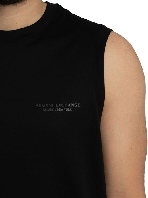 Armani Exchange Camiseta Sin Mangas Con Logo En El Pecho Y Corte Relajado, Negro - Image 4