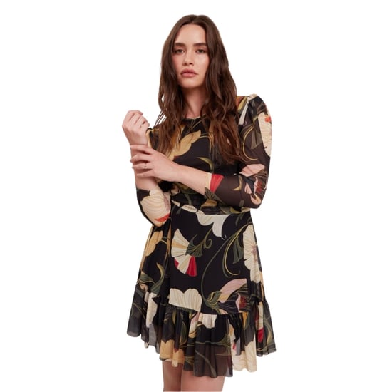 Minivestido Negro De Malla Con Hombros Fruncidos Estilo Skater De Ted Baker - Image 3