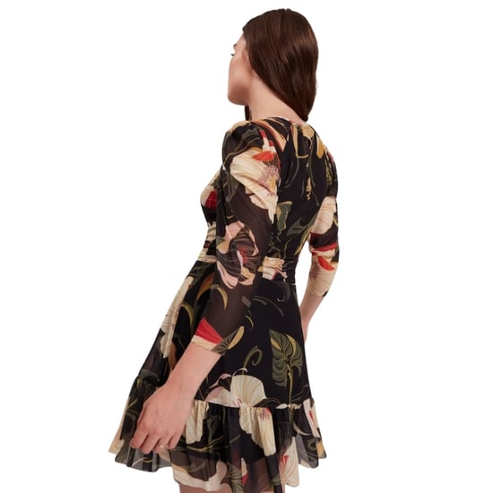Minivestido Negro De Malla Con Hombros Fruncidos Estilo Skater De Ted Baker - Image 4