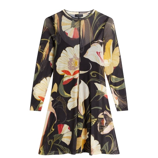 Vestido Midi Negro De Manga Larga Con Malla De Ted Baker - Image 1
