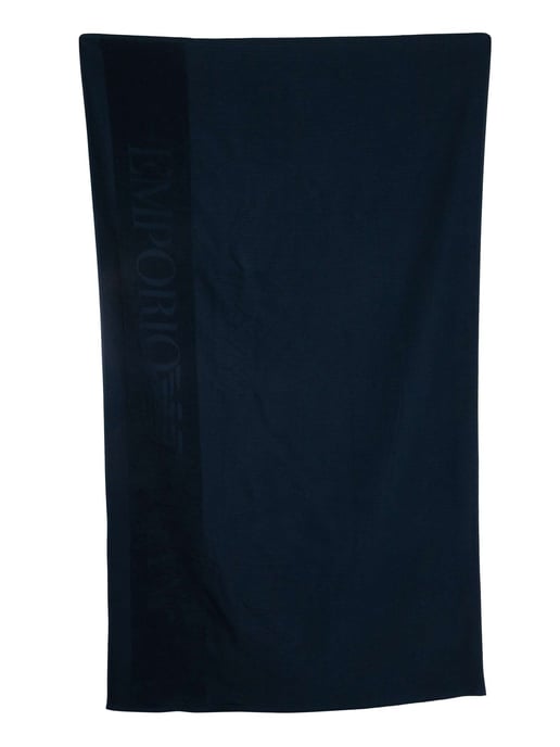 Emporio Armani Toalla De Playa Con Tejido Gofre, Azul - Image 1