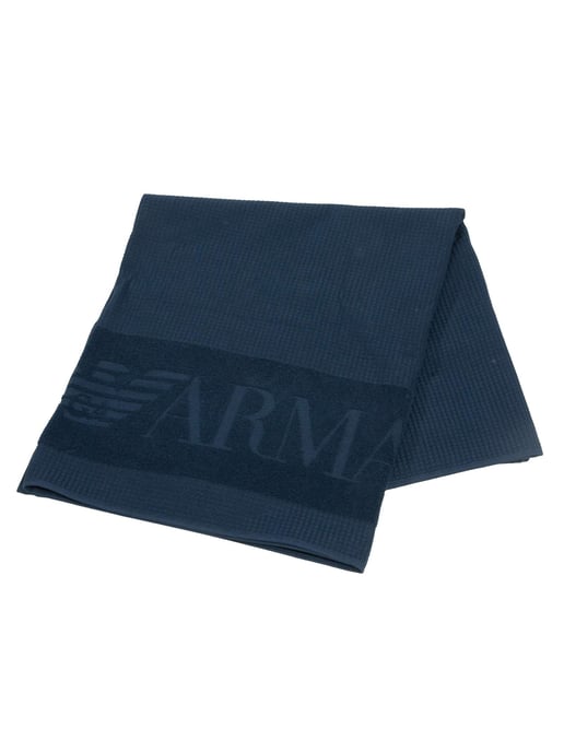 Emporio Armani Toalla De Playa Con Tejido Gofre, Azul - Image 3