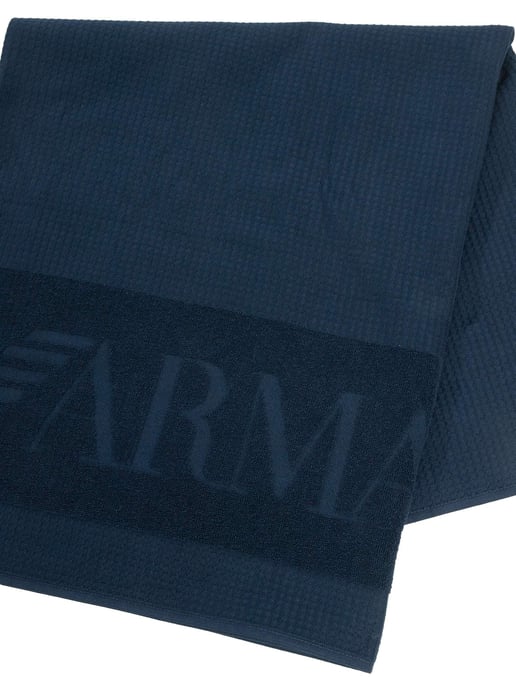 Emporio Armani Toalla De Playa Con Tejido Gofre, Azul - Image 4