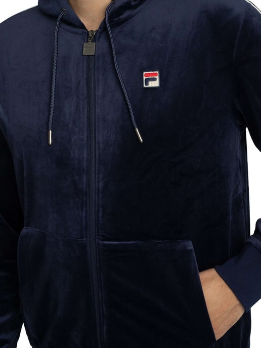 Fila Sudadera Con Capucha Y Cremallera De Terciopelo Italo, Azul - Image 4