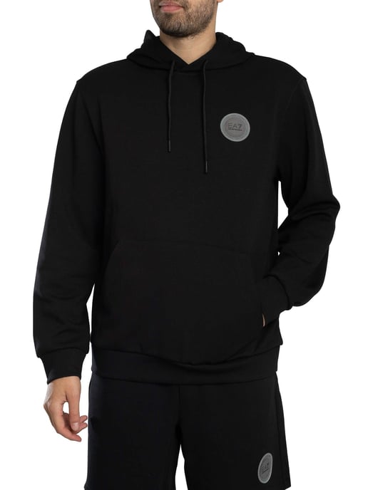 EA7 Sudadera Con Capucha Y Parche Del Logotipo, Negro - Image 1