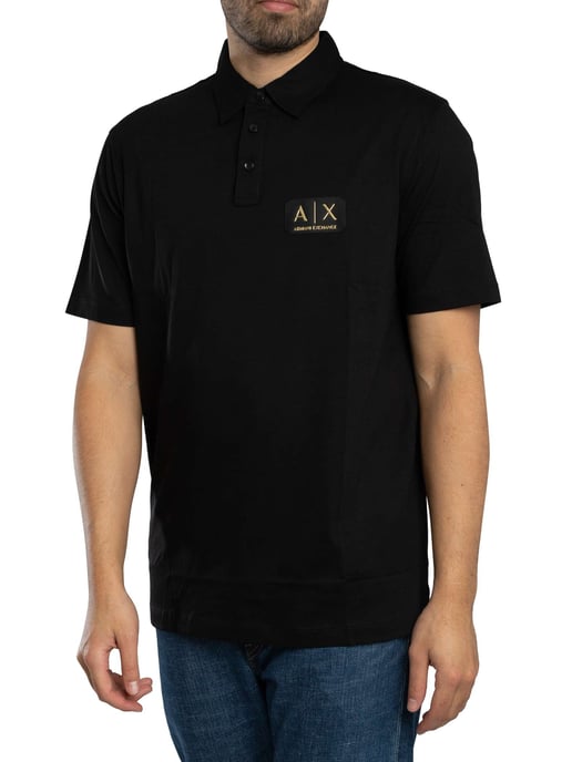 Armani Exchange Polo Con Logo De Caja, Negro - Image 1