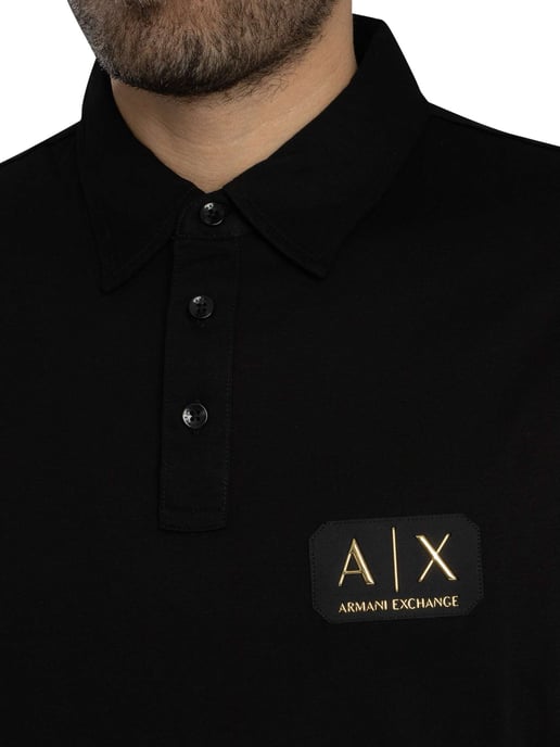 Armani Exchange Polo Con Logo De Caja, Negro - Image 4
