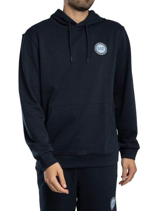 EA7 Sudadera Con Capucha Y Parche Del Logotipo, Azul - Image 1