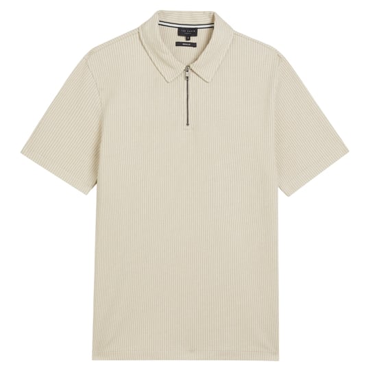 Polo Beige Con Media Cremallera Texturizada Ted Baker Elgrave Regular - Image 1