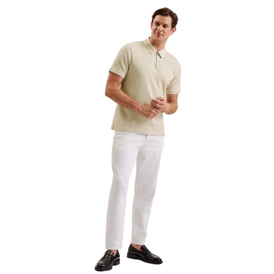 Polo Beige Con Media Cremallera Texturizada Ted Baker Elgrave Regular - Image 3