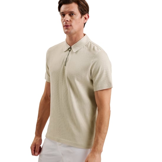 Polo Beige Con Media Cremallera Texturizada Ted Baker Elgrave Regular - Image 5