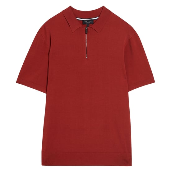 Polo Ted Baker Daldin Rayón Con Cremallera, Color Marrón Oscuro - Image 1