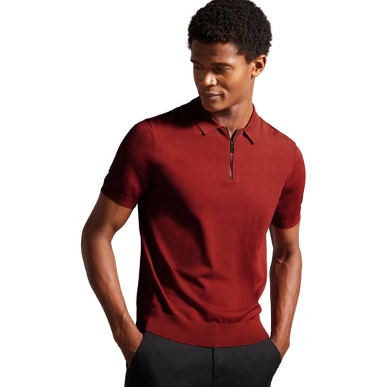 Polo Ted Baker Daldin Rayón Con Cremallera, Color Marrón Oscuro - Image 2