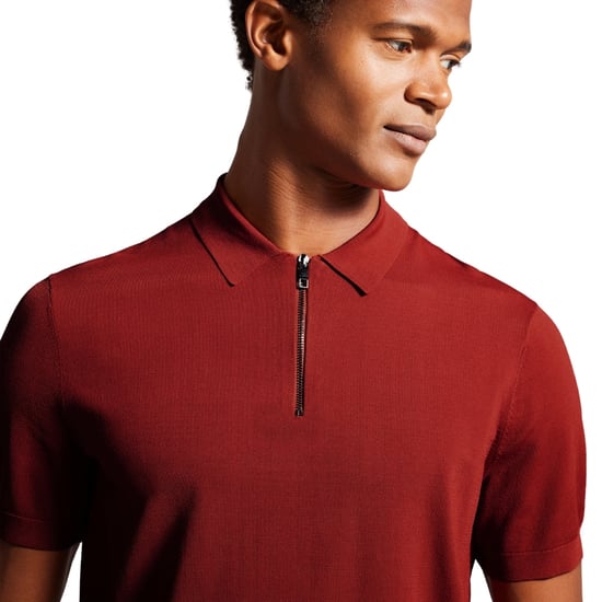 Polo Ted Baker Daldin Rayón Con Cremallera, Color Marrón Oscuro - Image 3