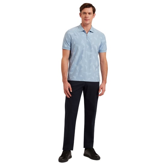 Polo Azul Con Cremallera Y Estampado Jacquard De Plumas Neyack De Ted Baker - Image 5