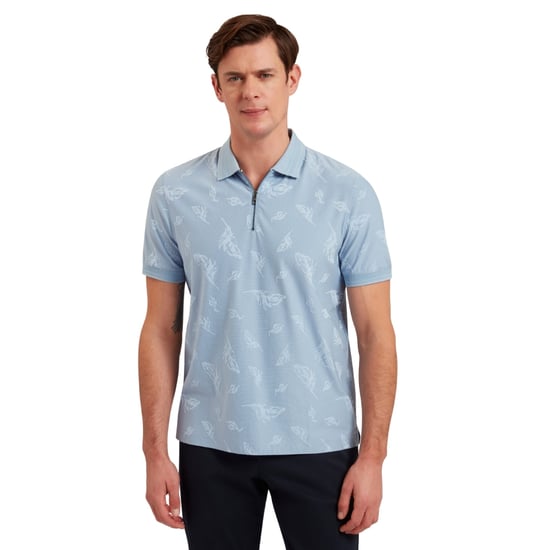 Polo Azul Con Cremallera Y Estampado Jacquard De Plumas Neyack De Ted Baker - Image 6