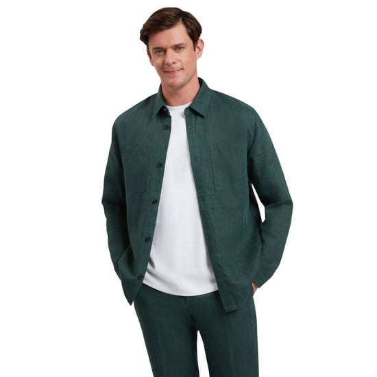 Sobrecamisa De Lino Verde Oscuro Ted Baker Shaww Delave - Image 2