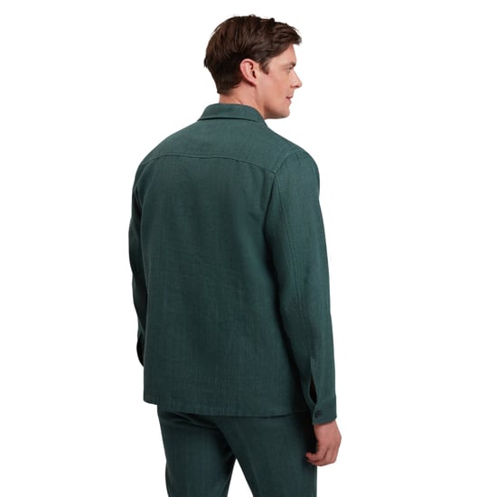 Sobrecamisa De Lino Verde Oscuro Ted Baker Shaww Delave - Image 3