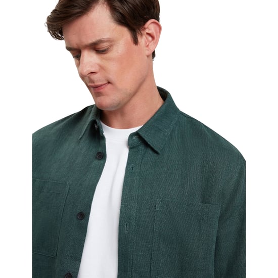 Sobrecamisa De Lino Verde Oscuro Ted Baker Shaww Delave - Image 4
