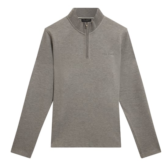 Suéter de media cremallera gris medio con ribete de panal Crabtre de Ted Baker - Image 1