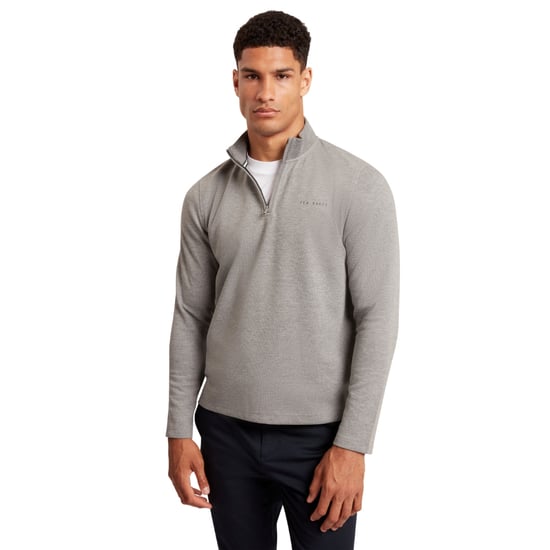 Suéter de media cremallera gris medio con ribete de panal Crabtre de Ted Baker - Image 2